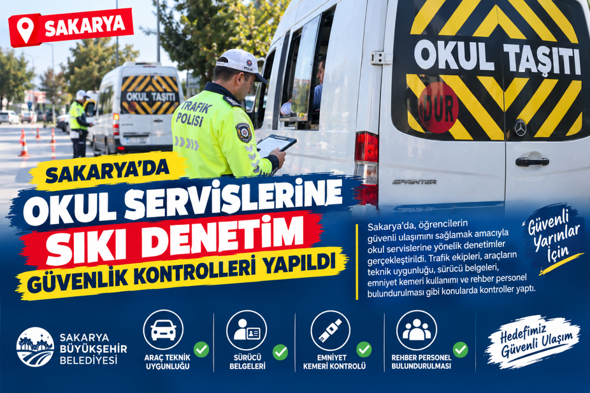 Sakarya’da okul servislerine sıkı denetim: Güvenlik kontrolleri yapıldı