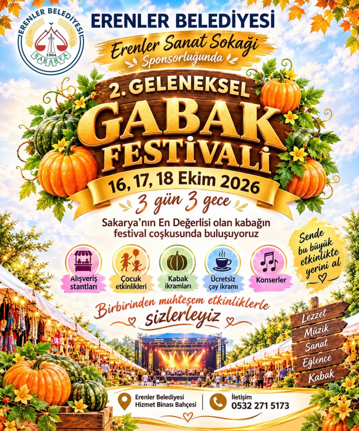 Erenler Belediyesi'nin Düzenlediği  Geleneksel Kabak Festivali'nin Bu yıl 2.cisi Yapılıyor...