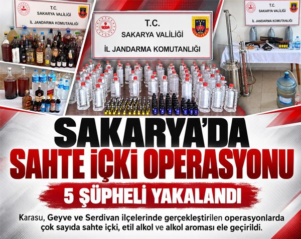 Sakarya'da 3 ilçede sahte içki operasyonu